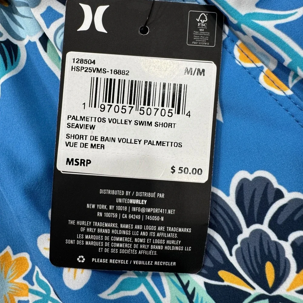 NWT Hurley Volley Swim Trunks Bathing Suit Medium Pool Beach‎ Mens Shorts